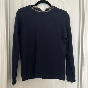 J Crew Flower-Print Trimmed Sweatshirt
